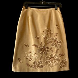 Gold Ann Taylor 100% silk embroidered skirt